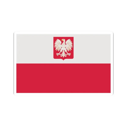 Flag of Poland with coat of arms 1980-1990 normative (Poland) STICKER Vinyl Kiss-Cut Decal 2 Inch White - The Sticker Space