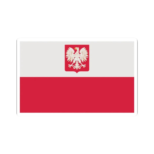 Flag of Poland with coat of arms 1980-1990 normative (Poland) STICKER Vinyl Kiss-Cut Decal 2 Inch White - The Sticker Space