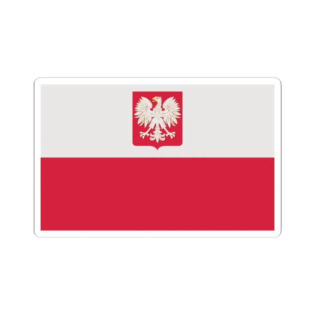 Flag of Poland with coat of arms 1980-1990 normative (Poland) STICKER Vinyl Kiss-Cut Decal 3 Inch White - The Sticker Space