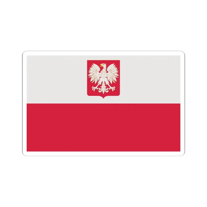 Flag of Poland with coat of arms 1980-1990 normative (Poland) STICKER Vinyl Kiss-Cut Decal 3 Inch White - The Sticker Space