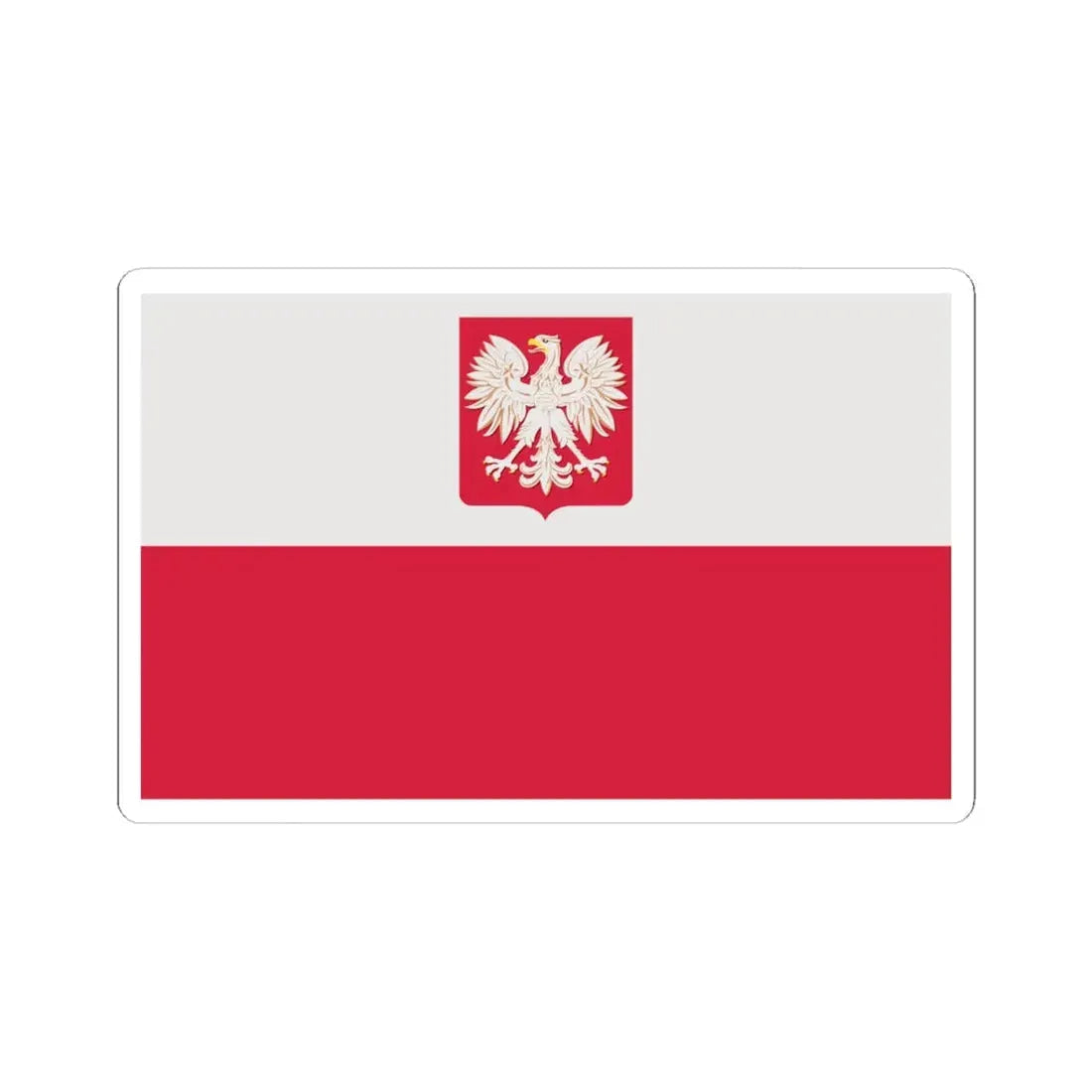 Flag of Poland with coat of arms 1980-1990 normative (Poland) STICKER Vinyl Kiss-Cut Decal 4 Inch White - The Sticker Space