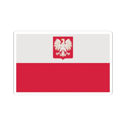 Flag of Poland with coat of arms 1980-1990 normative (Poland) STICKER Vinyl Kiss-Cut Decal 4 Inch White - The Sticker Space
