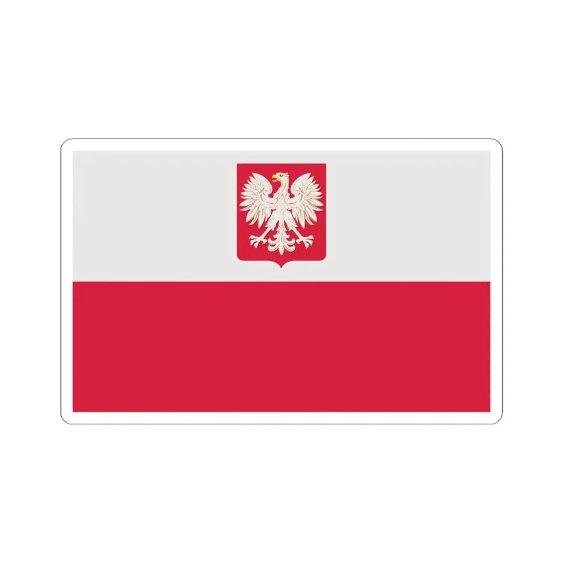 Flag of Poland with coat of arms 1980-1990 normative (Poland) STICKER Vinyl Kiss-Cut Decal 6 Inch White - The Sticker Space