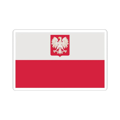 Flag of Poland with coat of arms 1980-1990 normative (Poland) STICKER Vinyl Kiss-Cut Decal 6 Inch White - The Sticker Space