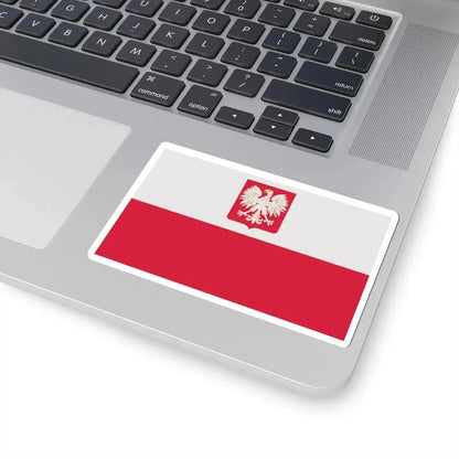 Flag of Poland with coat of arms 1980-1990 normative (Poland) STICKER Vinyl Kiss-Cut Decal - The Sticker Space