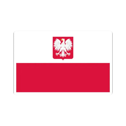 Flag of Poland with coat of arms 1980-1990 (Poland) STICKER Vinyl Kiss-Cut Decal 2 Inch White - The Sticker Space