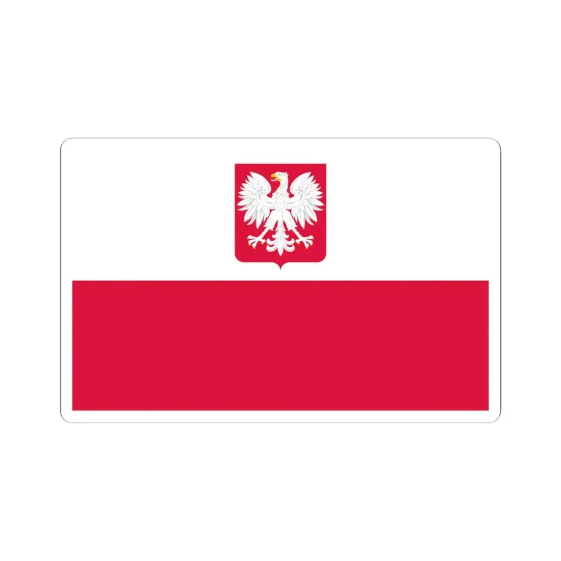 Flag of Poland with coat of arms 1980-1990 (Poland) STICKER Vinyl Kiss-Cut Decal 3 Inch White - The Sticker Space