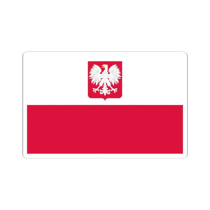 Flag of Poland with coat of arms 1980-1990 (Poland) STICKER Vinyl Kiss-Cut Decal 3 Inch White - The Sticker Space