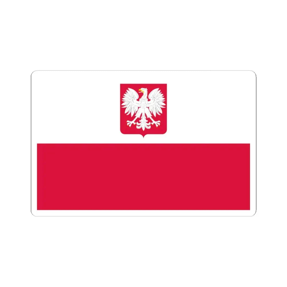 Flag of Poland with coat of arms 1980-1990 (Poland) STICKER Vinyl Kiss-Cut Decal 4 Inch White - The Sticker Space