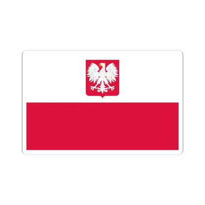 Flag of Poland with coat of arms 1980-1990 (Poland) STICKER Vinyl Kiss-Cut Decal 4 Inch White - The Sticker Space