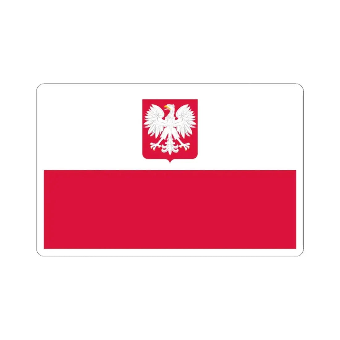 Flag of Poland with coat of arms 1980-1990 (Poland) STICKER Vinyl Kiss-Cut Decal 6 Inch White - The Sticker Space