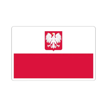 Flag of Poland with coat of arms 1980-1990 (Poland) STICKER Vinyl Kiss-Cut Decal 6 Inch White - The Sticker Space