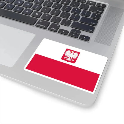Flag of Poland with coat of arms 1980-1990 (Poland) STICKER Vinyl Kiss-Cut Decal - The Sticker Space