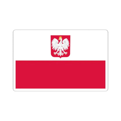 Flag of Poland with coat of arms (Poland) STICKER Vinyl Kiss-Cut Decal 6 Inch White - The Sticker Space