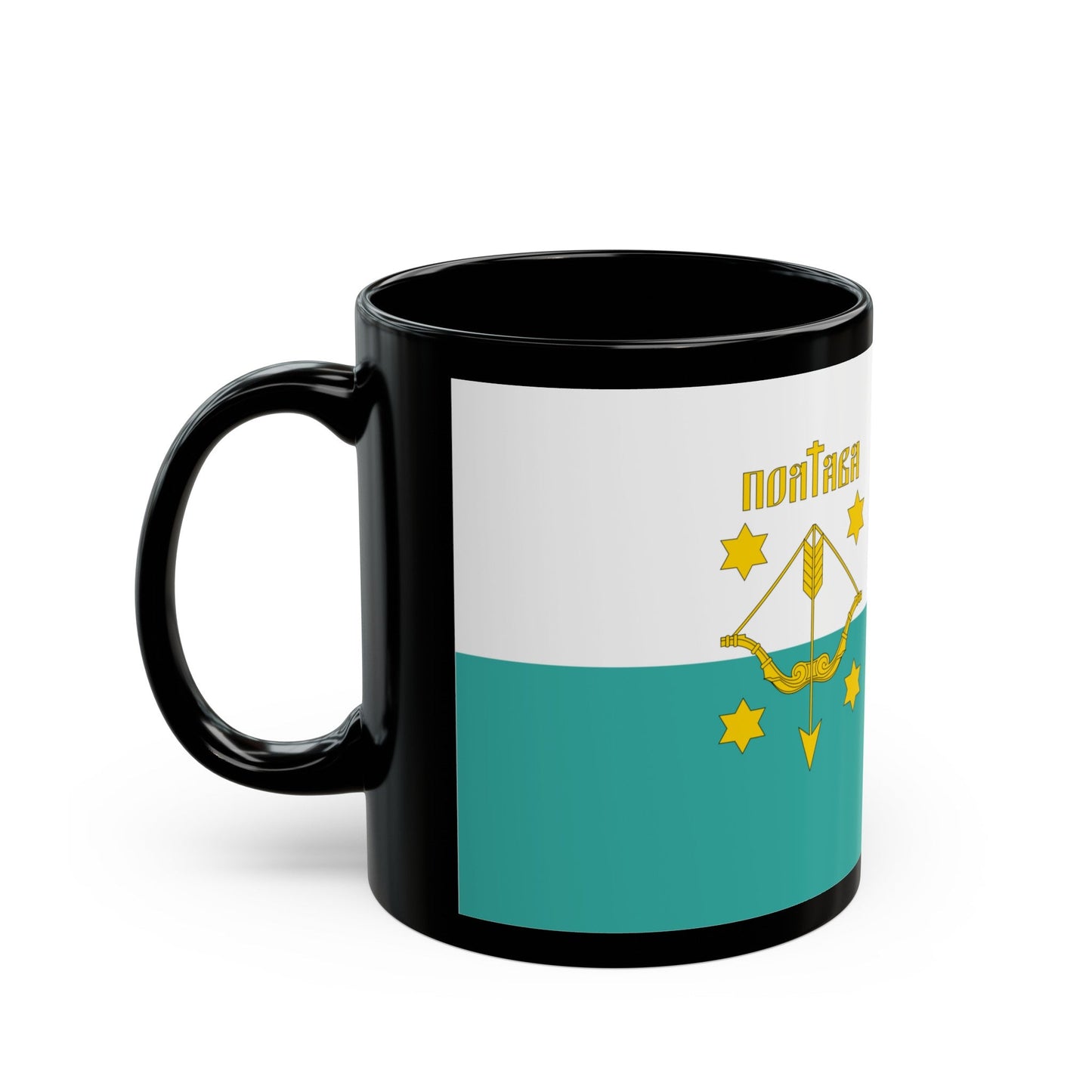 Flag of Poltava Ukraine - Black Coffee Mug-The Sticker Space