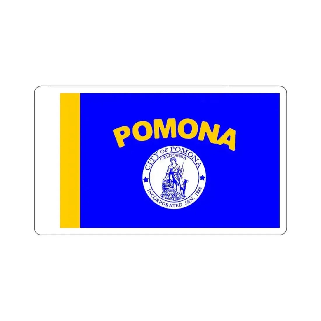 Flag of Pomona, California - STICKER Vinyl Kiss-Cut Decal 6 Inch White - The Sticker Space