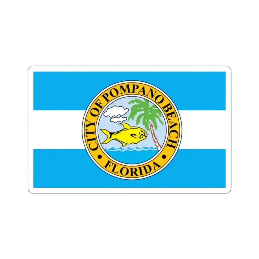 Flag of Pompano Beach Florida (United States) STICKER Vinyl Kiss-Cut Decal 2 Inch White - The Sticker Space