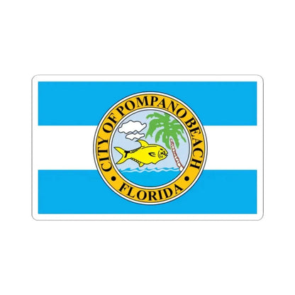 Flag of Pompano Beach Florida (United States) STICKER Vinyl Kiss-Cut Decal 2 Inch White - The Sticker Space