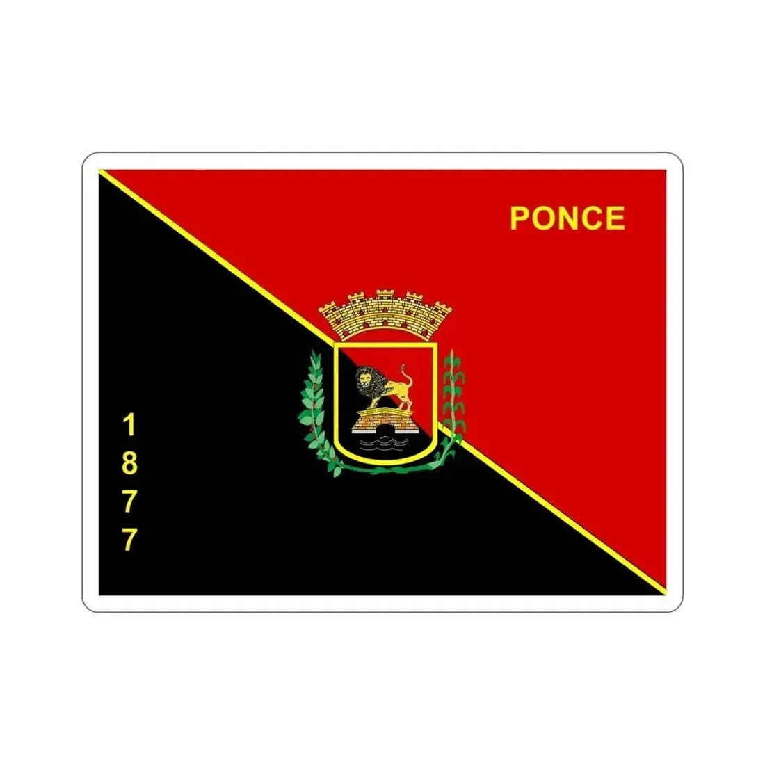 Flag of Ponce Puerto Rico 1877 Version STICKER Vinyl Die-Cut Decal 4 Inch - The Sticker Space