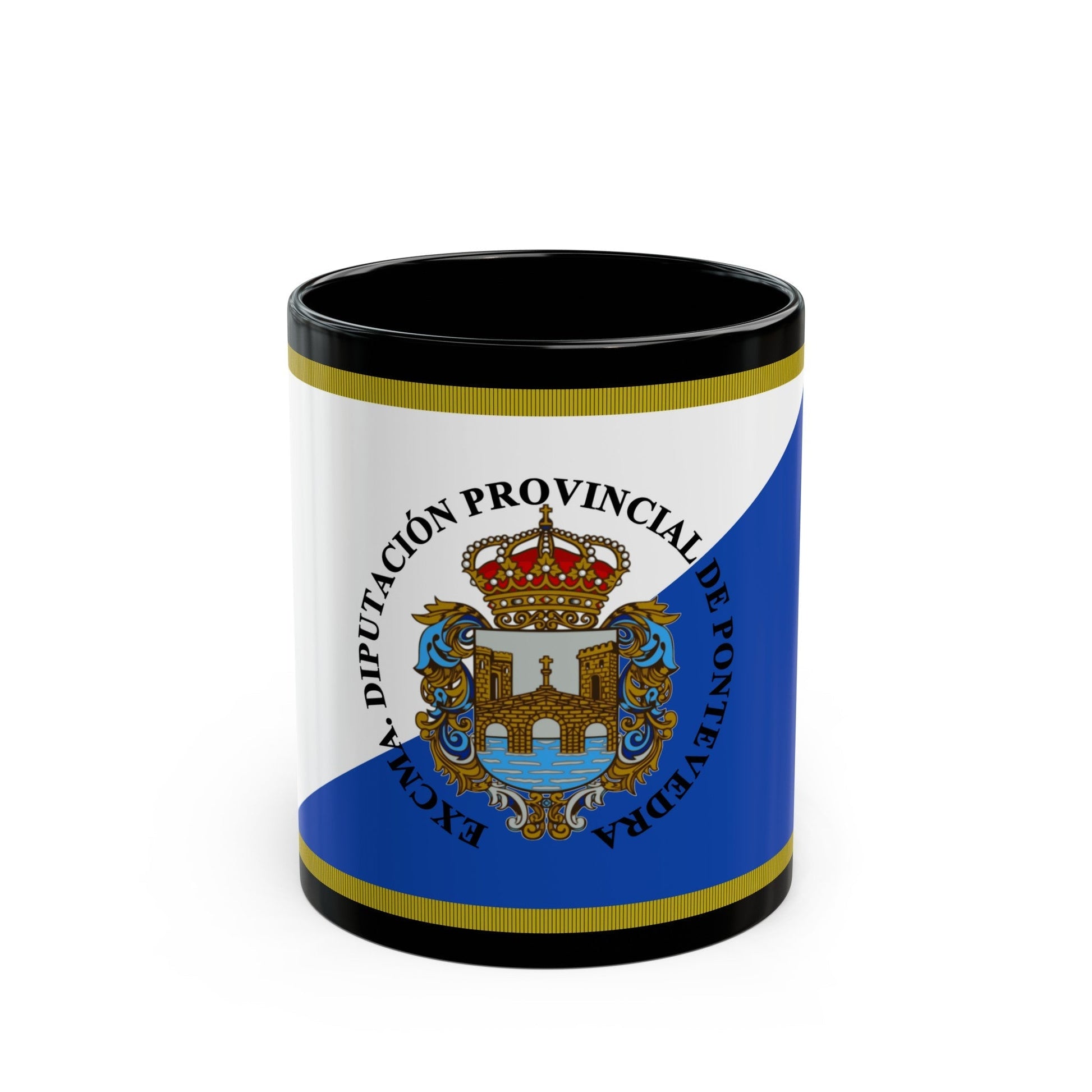 Flag of Pontevedra Spain - Black Coffee Mug-11oz-The Sticker Space