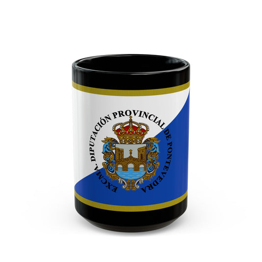 Flag of Pontevedra Spain - Black Coffee Mug-15oz-The Sticker Space