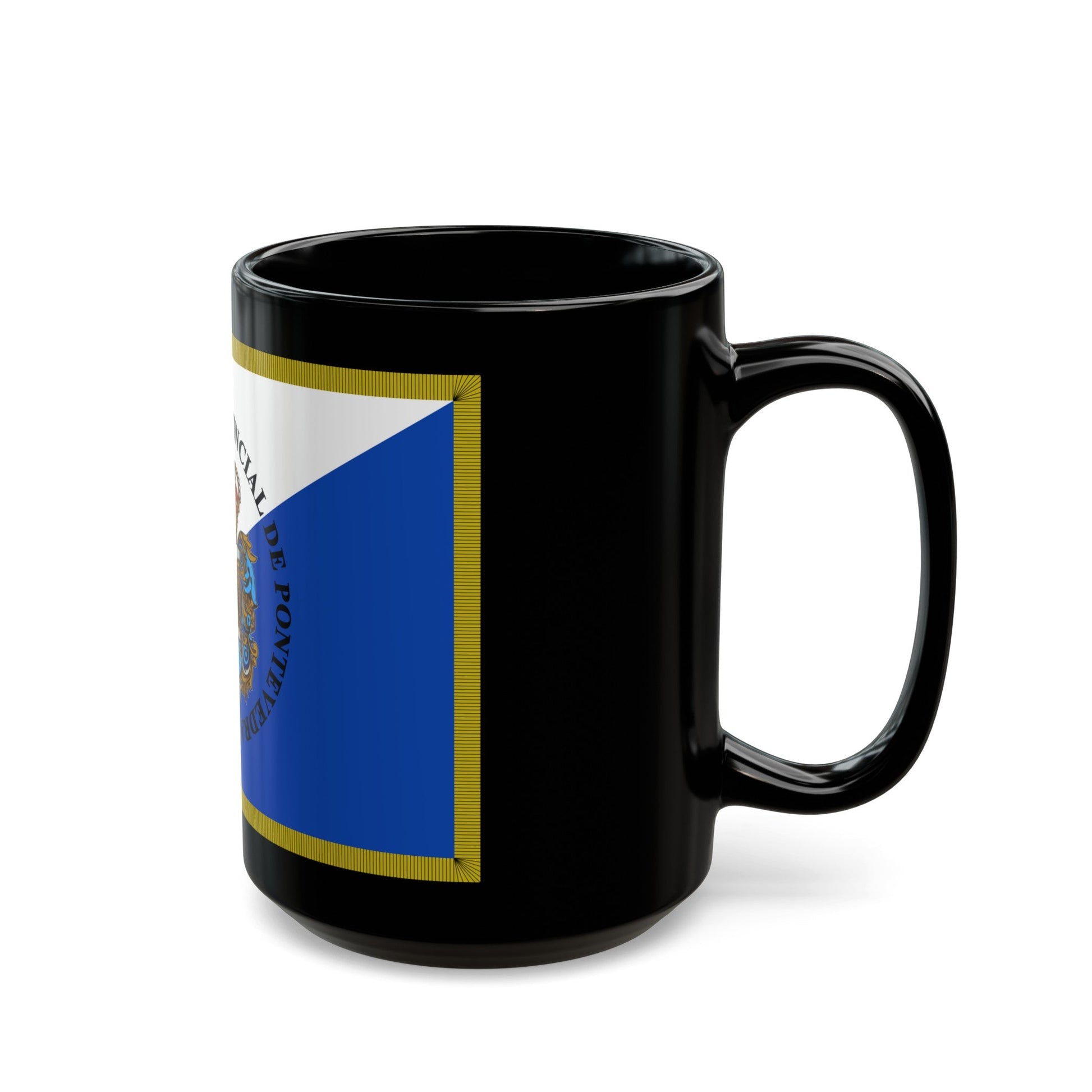 Flag of Pontevedra Spain - Black Coffee Mug-The Sticker Space