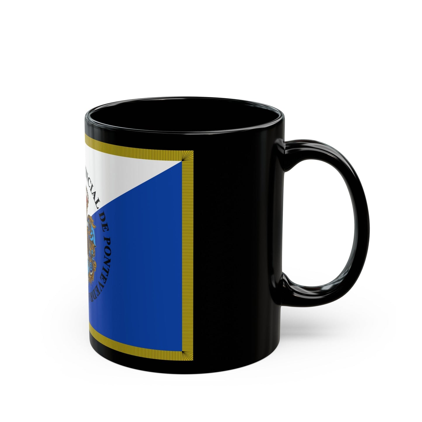 Flag of Pontevedra Spain - Black Coffee Mug-The Sticker Space