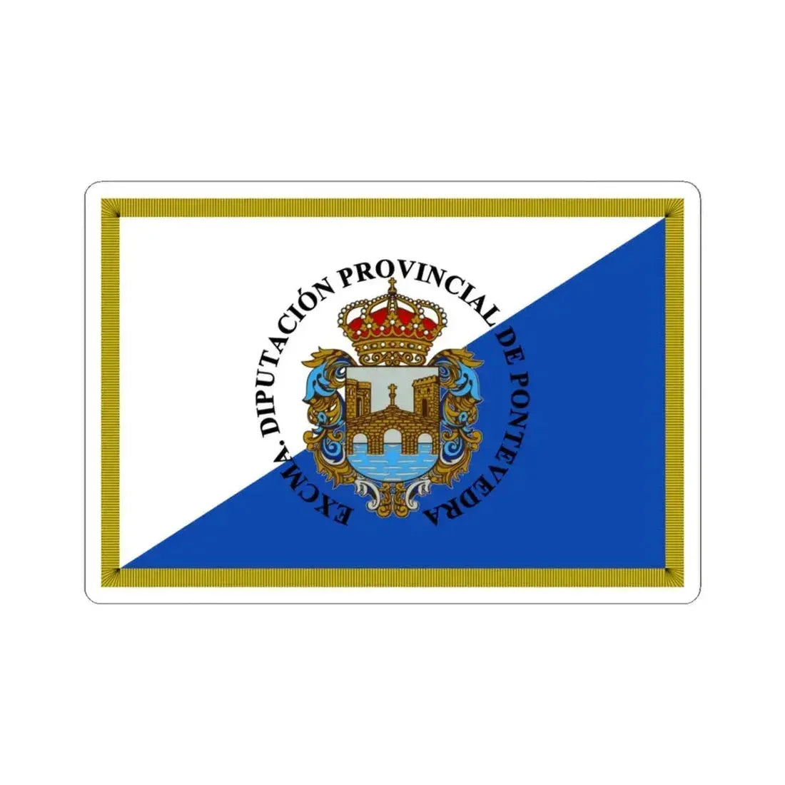 Flag of Pontevedra Spain - STICKER Vinyl Kiss-Cut Decal 4 Inch White - The Sticker Space