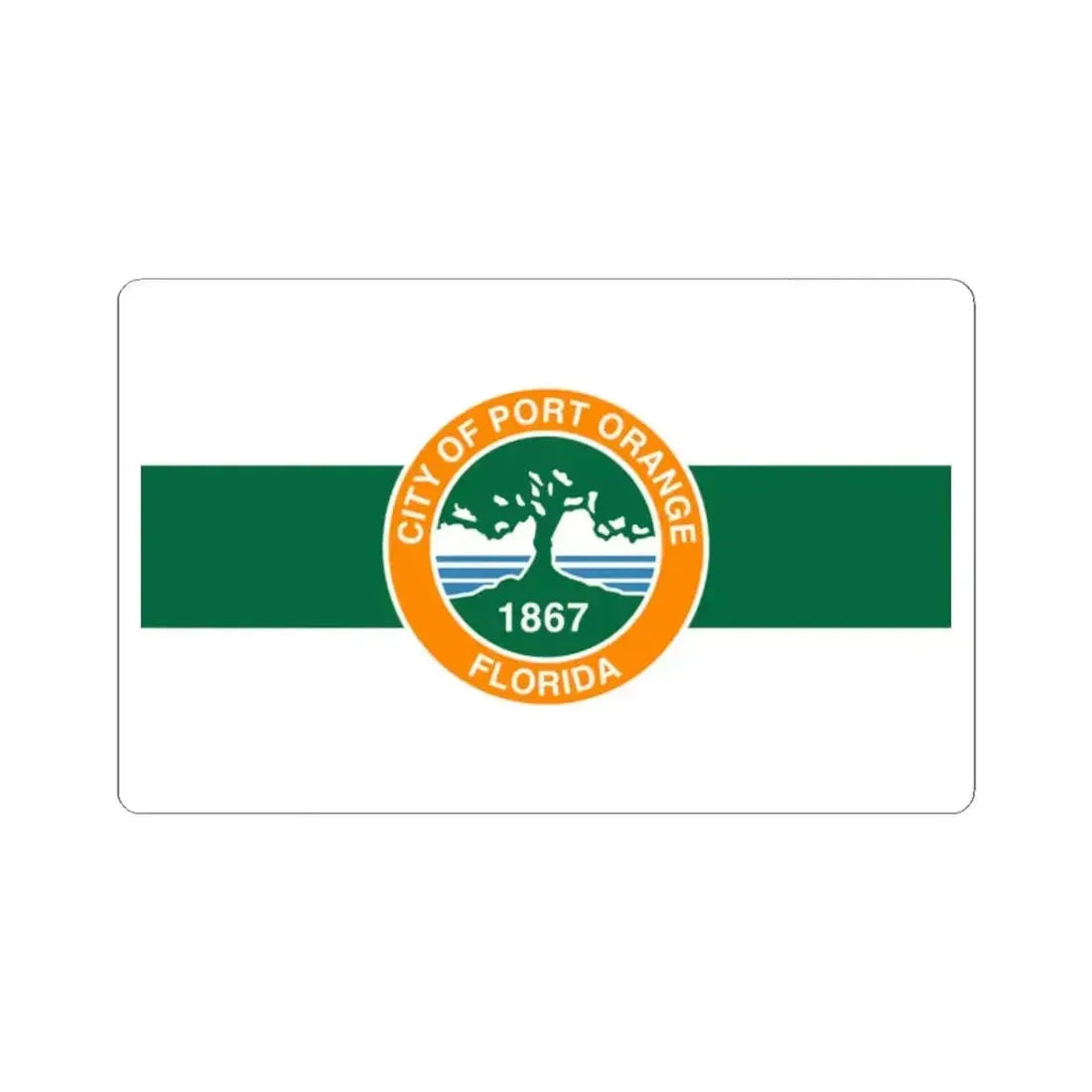 Flag of Port Orange Florida (United States) STICKER Vinyl Kiss-Cut Decal 2 Inch White - The Sticker Space