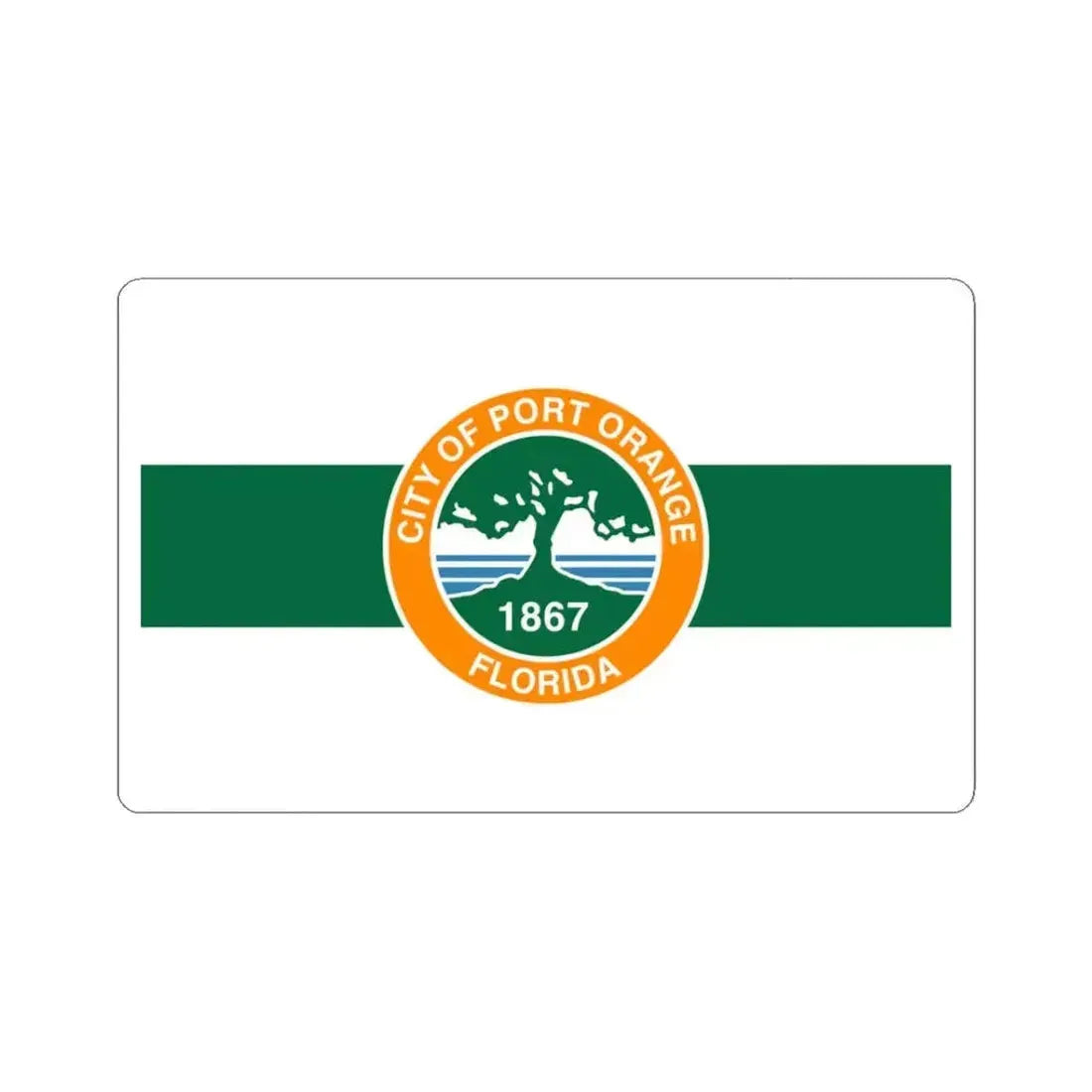 Flag of Port Orange Florida (United States) STICKER Vinyl Kiss-Cut Decal 3 Inch White - The Sticker Space