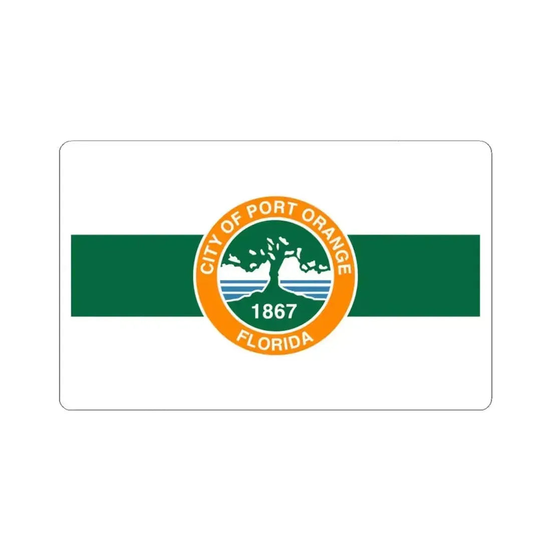 Flag of Port Orange Florida (United States) STICKER Vinyl Kiss-Cut Decal 4 Inch White - The Sticker Space