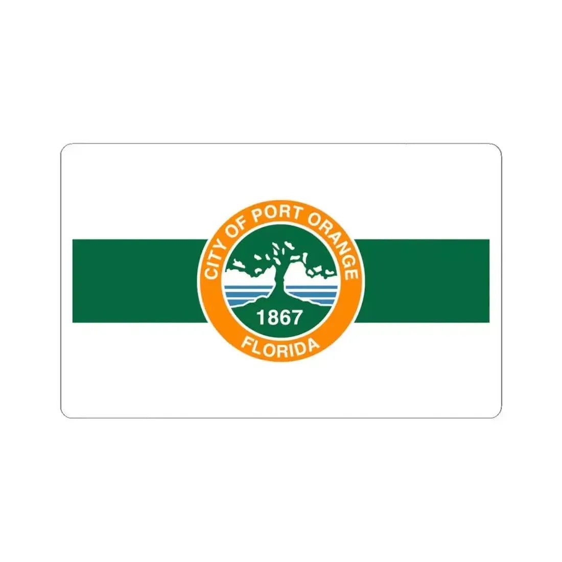 Flag of Port Orange Florida (United States) STICKER Vinyl Kiss-Cut Decal 6 Inch White - The Sticker Space