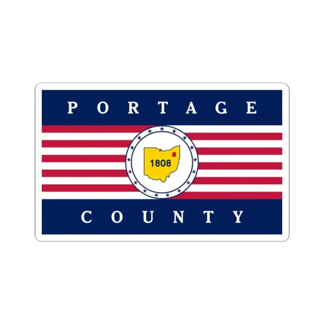 Flag of Portage County Ohio (United States) STICKER Vinyl Kiss-Cut Decal 2 Inch White - The Sticker Space