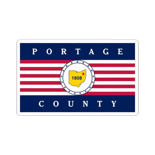 Flag of Portage County Ohio (United States) STICKER Vinyl Kiss-Cut Decal 2 Inch White - The Sticker Space