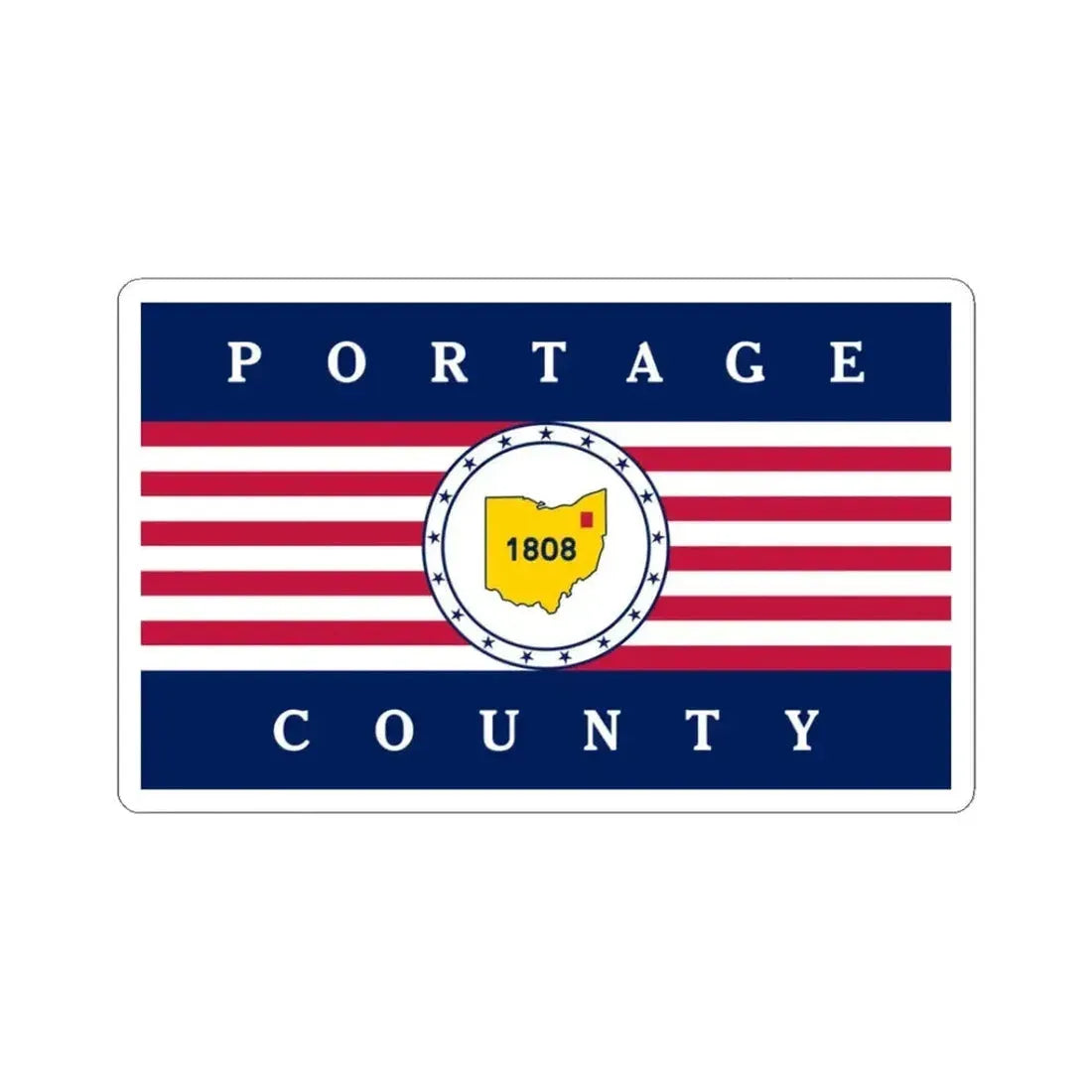 Flag of Portage County Ohio (United States) STICKER Vinyl Kiss-Cut Decal 3 Inch White - The Sticker Space
