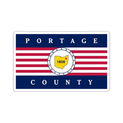 Flag of Portage County Ohio (United States) STICKER Vinyl Kiss-Cut Decal 3 Inch White - The Sticker Space