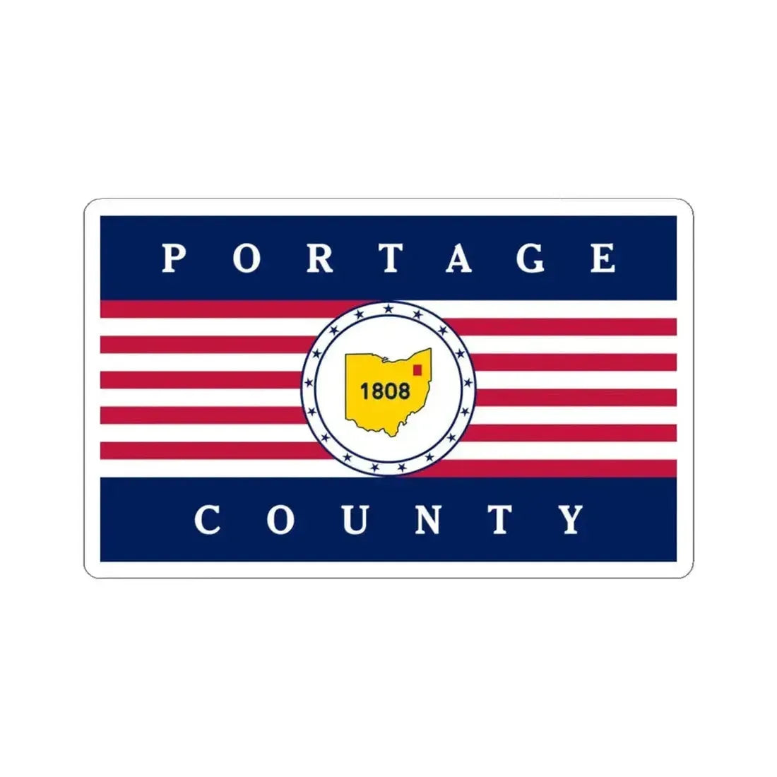 Flag of Portage County Ohio (United States) STICKER Vinyl Kiss-Cut Decal 4 Inch White - The Sticker Space