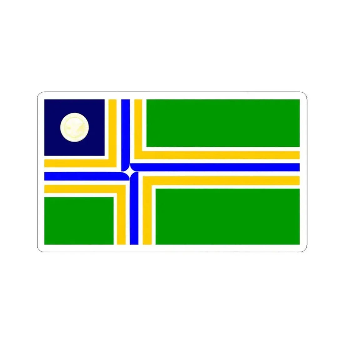 Flag of Portland Oregon 1970-2002 (United States) STICKER Vinyl Kiss-Cut Decal 3 Inch White - The Sticker Space