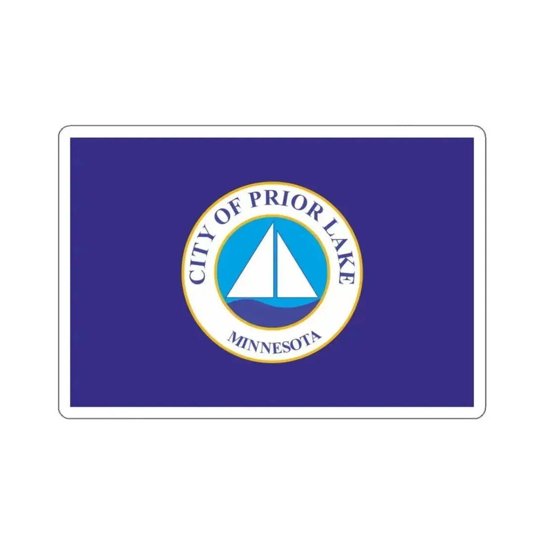 Flag of Prior Lake, Minnesota - STICKER Vinyl Kiss-Cut Decal 3 Inch White - The Sticker Space