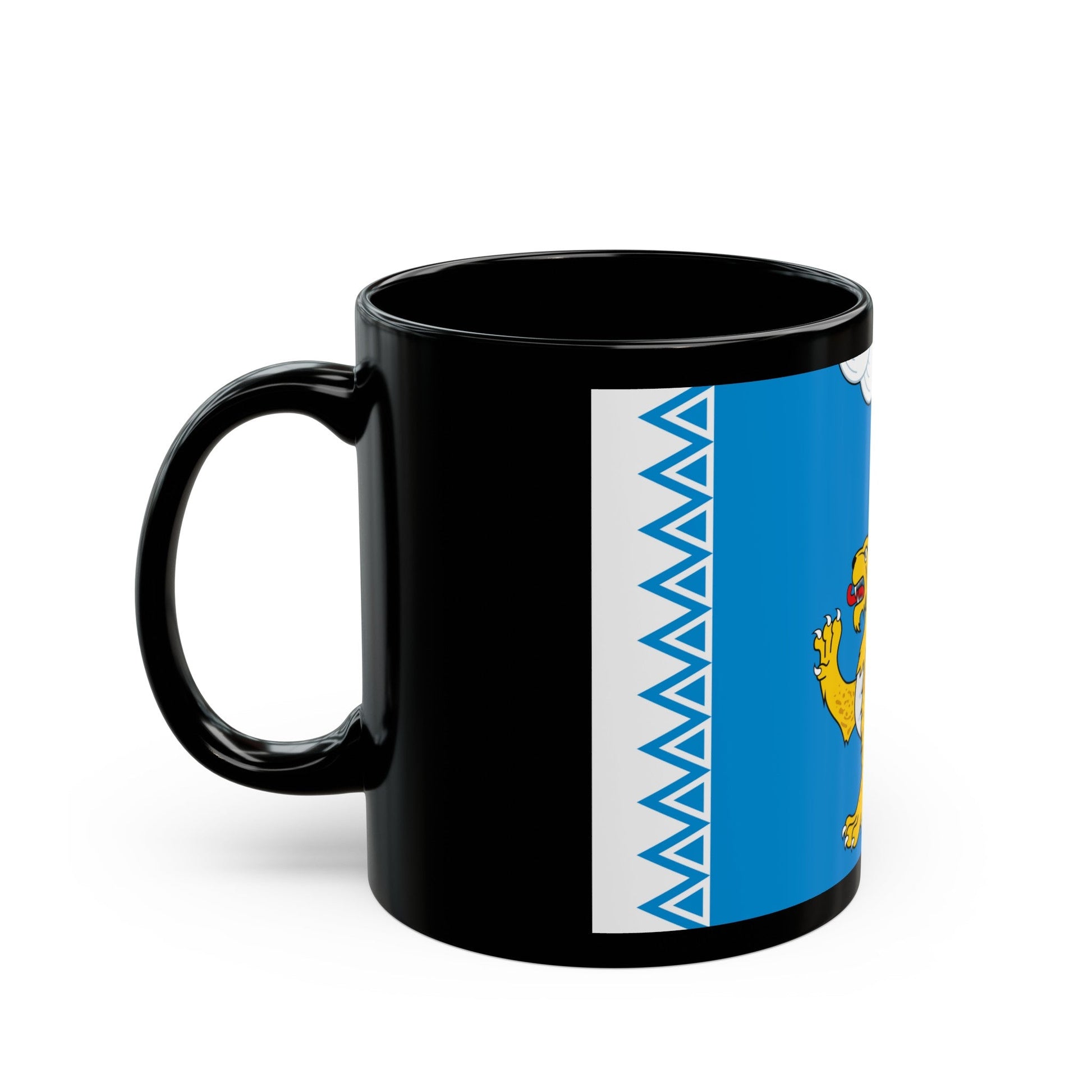 Flag of Pskov Oblast Russia - Black Coffee Mug-The Sticker Space