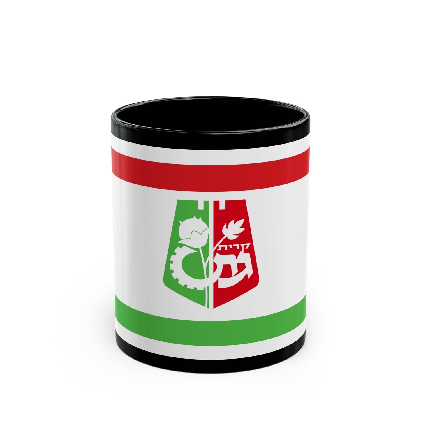 Flag of Qiryat Gat Israel - Black Coffee Mug-11oz-The Sticker Space