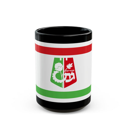 Flag of Qiryat Gat Israel - Black Coffee Mug-15oz-The Sticker Space