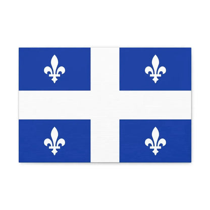 Flag of Quebec Canada - Canvas Wall Art 18″ x 12″ 1.25" - The Sticker Space