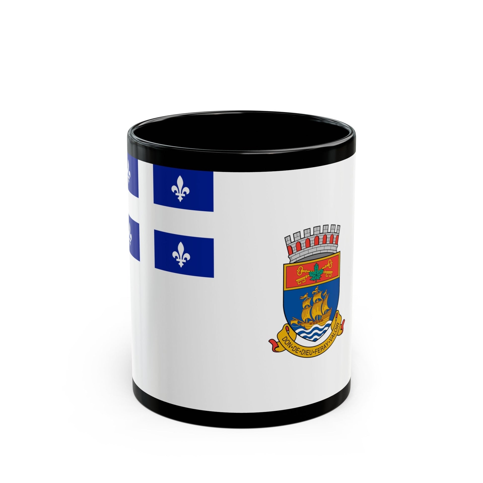 Flag of Quebec City 1967 to 1987 Canada - Black Coffee Mug-11oz-The Sticker Space