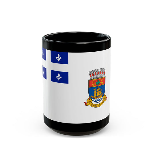 Flag of Quebec City 1967 to 1987 Canada - Black Coffee Mug-15oz-The Sticker Space