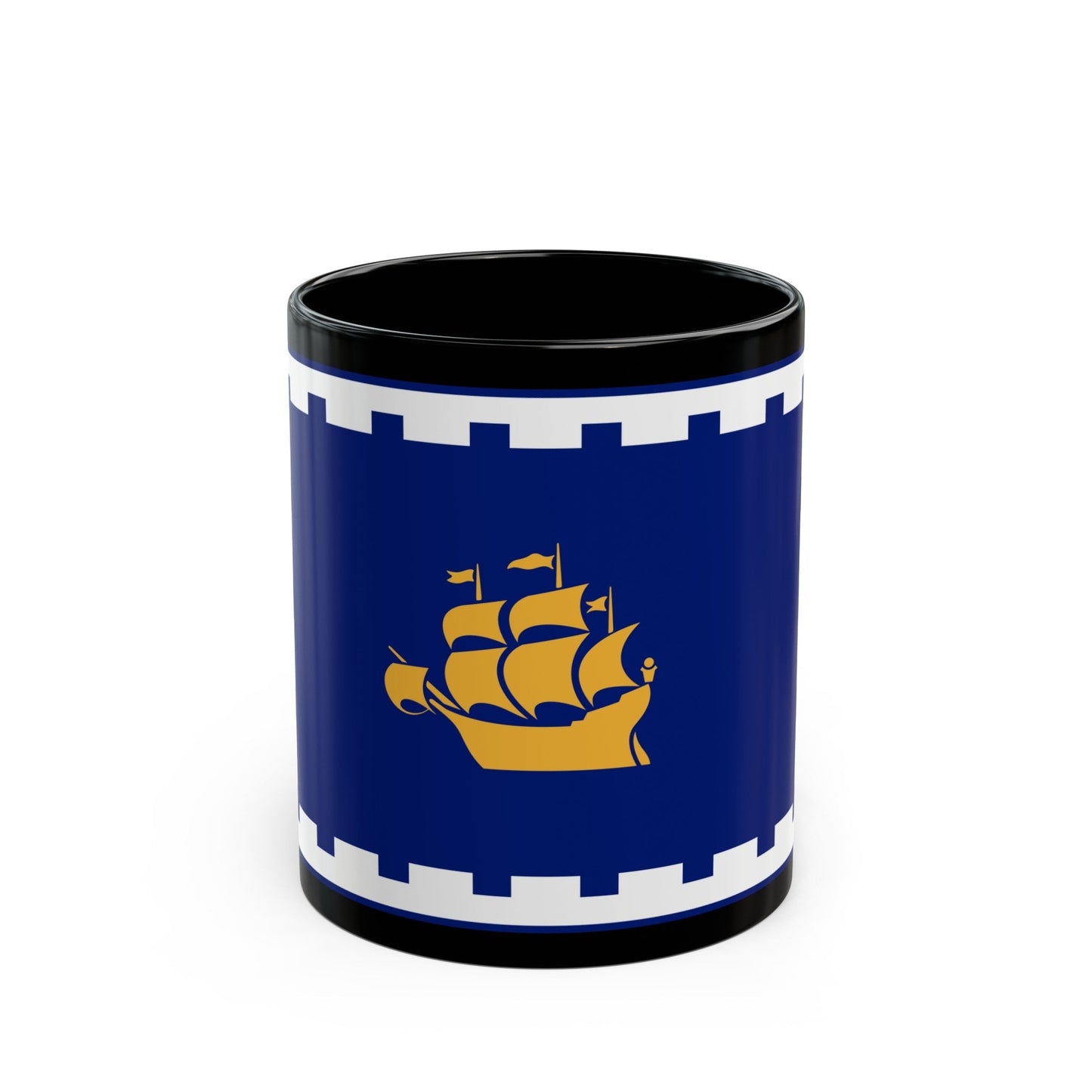 Flag of Quebec City Canada - Black Coffee Mug-11oz-The Sticker Space