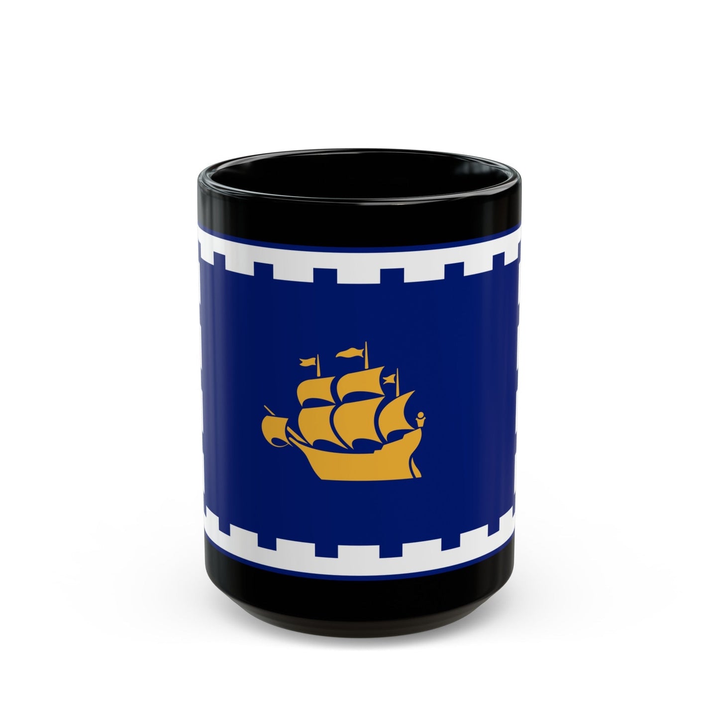 Flag of Quebec City Canada - Black Coffee Mug-15oz-The Sticker Space