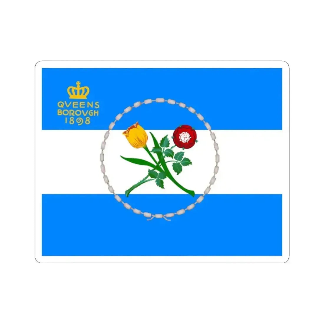 Flag of Queens New York (United States) STICKER Vinyl Kiss-Cut Decal 2 Inch White - The Sticker Space