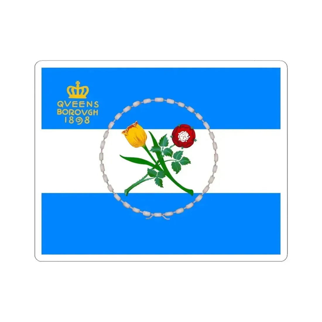 Flag of Queens New York (United States) STICKER Vinyl Kiss-Cut Decal 4 Inch White - The Sticker Space