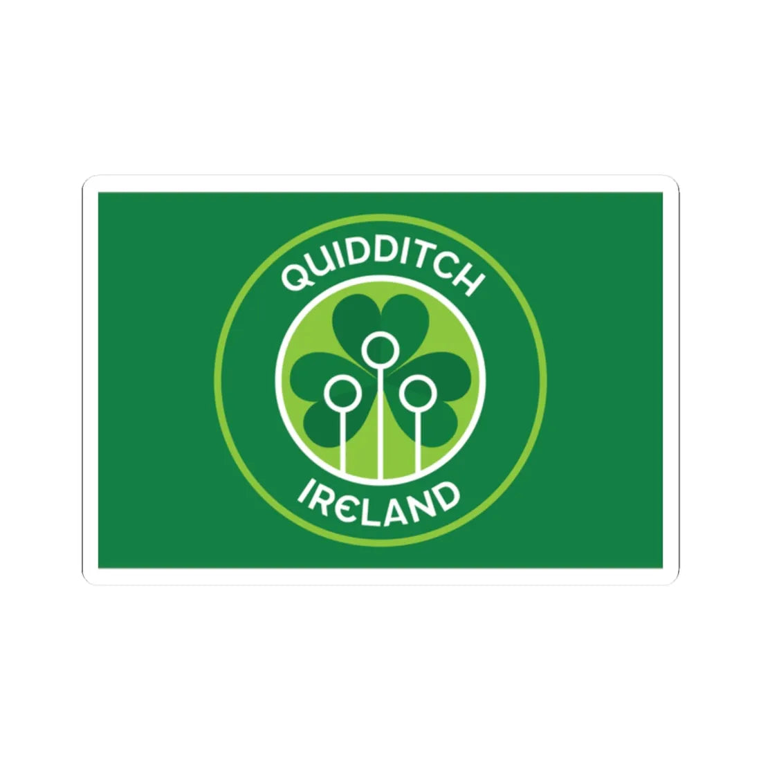 Flag of Quidditch Ireland (Ireland) STICKER Vinyl Kiss-Cut Decal 2 Inch White - The Sticker Space